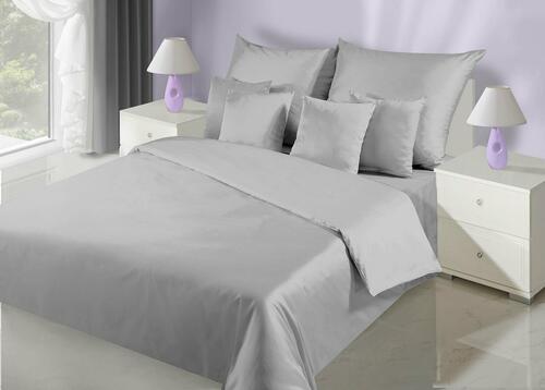Jednofarebné strieborné obliečky na posteľ zo saténovej bavlny - Nova 3, prikrývka 140 x 200 cm + vankúš 70 x 90 cm, ZA-400064